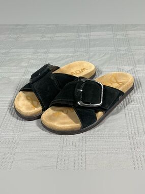Sam Edelman Darla Buckle Slide Sandal Black Suede Womens Shoe Size 7
